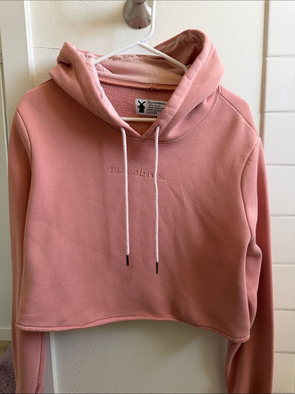 Dutch Bros Dusty Rose Cropped Hoodie